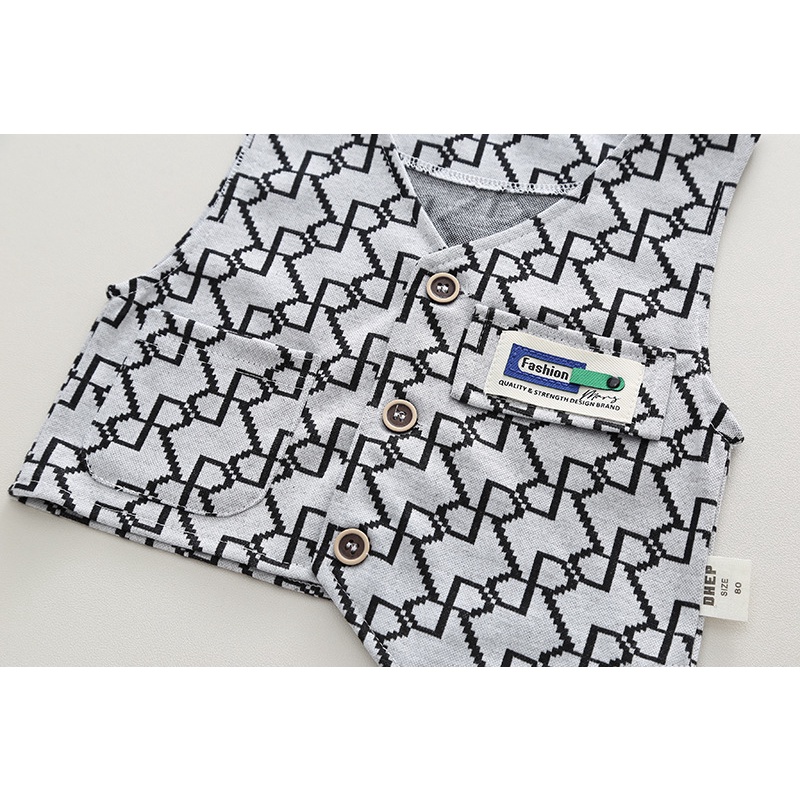 Set Đồ 3 Món Gồm Áo Sơ Mi Tay Dài Và Áo Khoác Jean Thời Trang Xuân Thu Cho Bé Trai