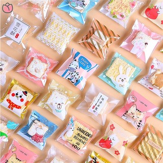 Set 100 túi nhựa đựng bánh kẹo 7x7 + 3cm in họa tiết hoạt hình dễ thương