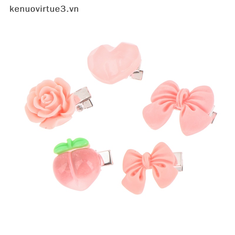 Set 5 Kẹp Tóc Hình Hoa Hồng / Bướm Dễ Thương Cho Nữ