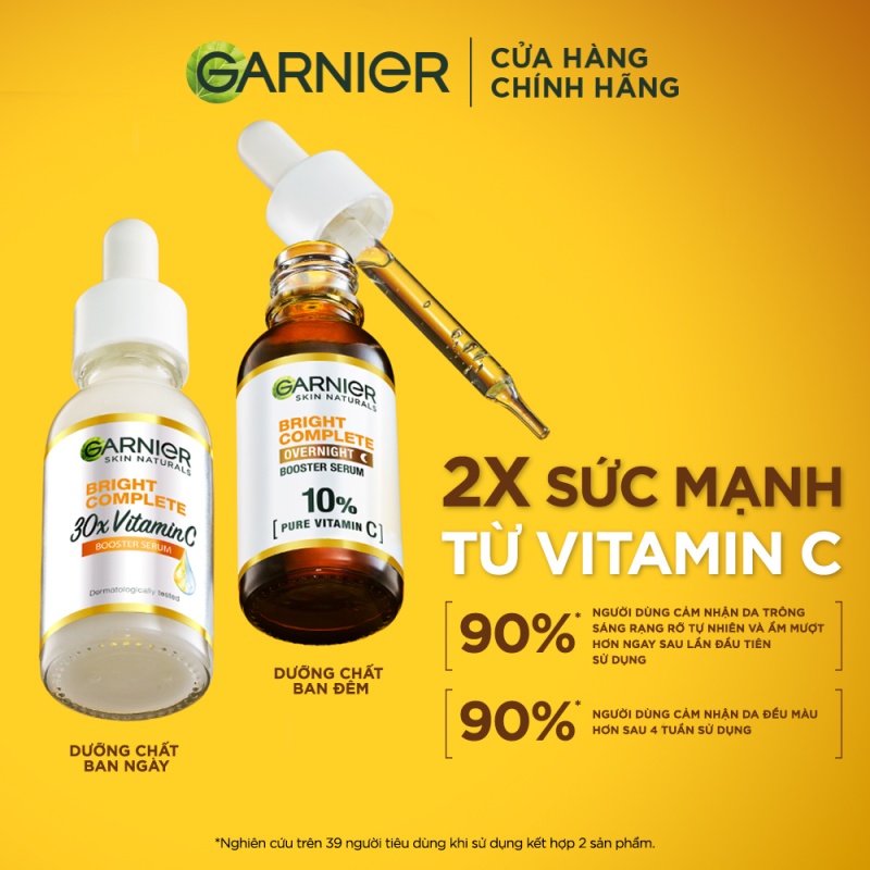 Dưỡng chất ban đêm sáng da ngừa thâm Garnier 10% Vitamin C Bright Complete Overnight Serum 30ml