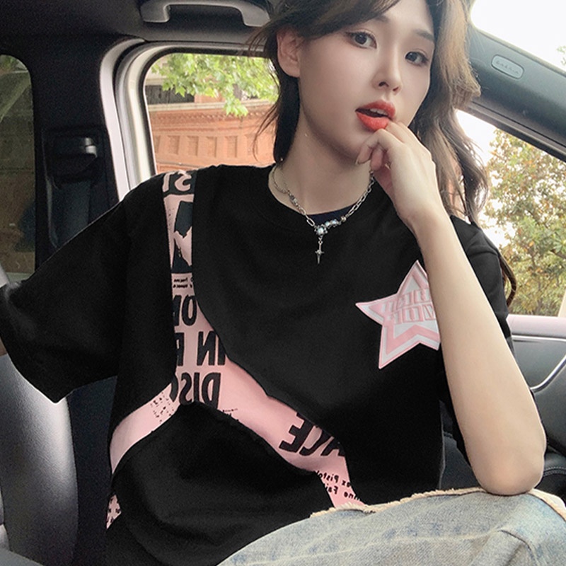 Áo Thun Tay Ngắn Cổ Tròn Dáng Rộng Phong Cách Harajuku Nhật Bản Thời Trang Mùa Hè Cho Nam