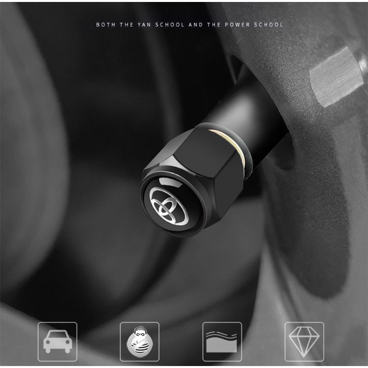Bộ 4 Nắp Van Bánh Xe Hơi Toyota TRD Fortuner GR Bằng Hợp Kim Kẽm Chống Trộm Kèm Chìa Khóa
