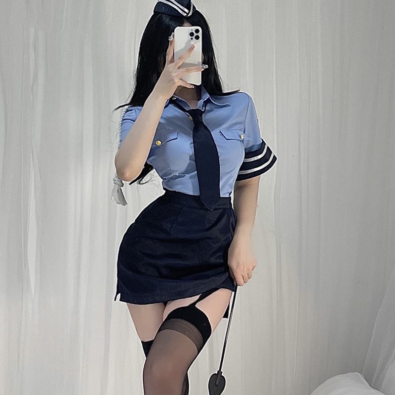 Đồ Lót Gợi Cảm đồng phục nữ cảnh sát hộp đêm gợi cảm trang phục quyến rũ tiếp viên hàng không đi ngủ quyến rũ hóa trang bó sát hông Halloween cos