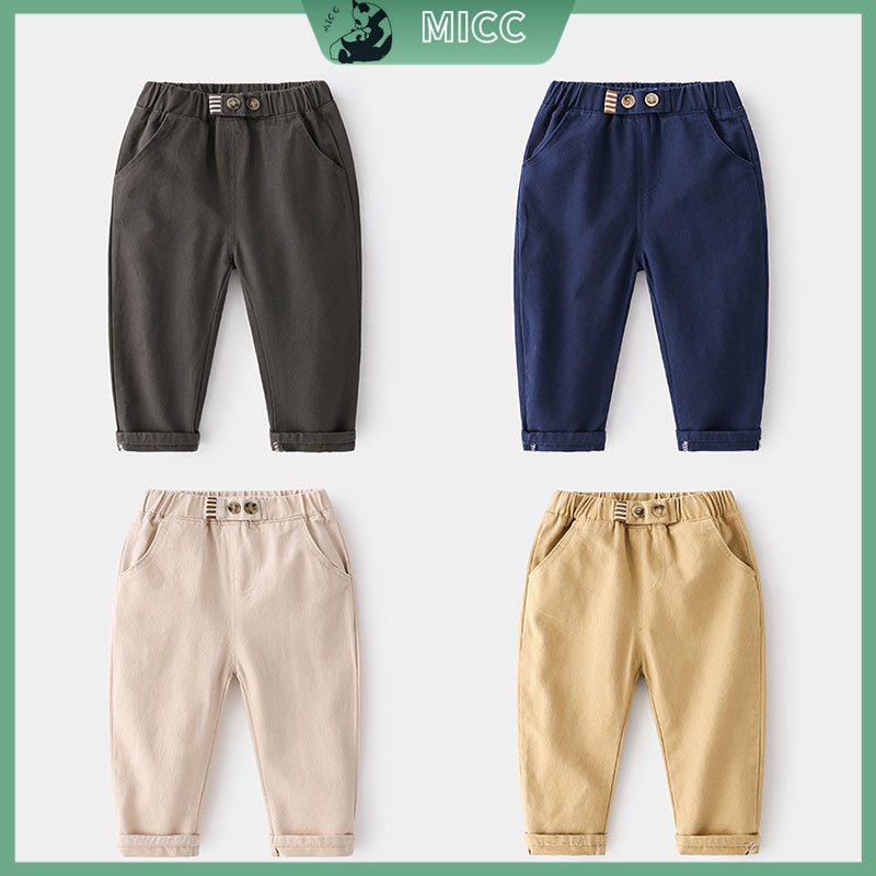 Quần Cotton Lưng Vừa Thoải Mái Thời Trang Hàn Quốc Cho Bé Trai Gái 1-9 Tuổi