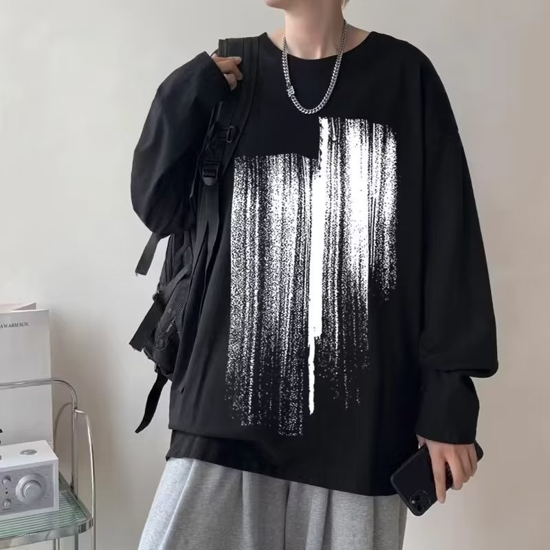 Áo phông nam big size có size lớn M-8xl Áo Thun Tay Dài Oversize Chất Liệu Cotton In Họa Tiết Thời Trang Mùa Thu Cho Nam Và Nữ
