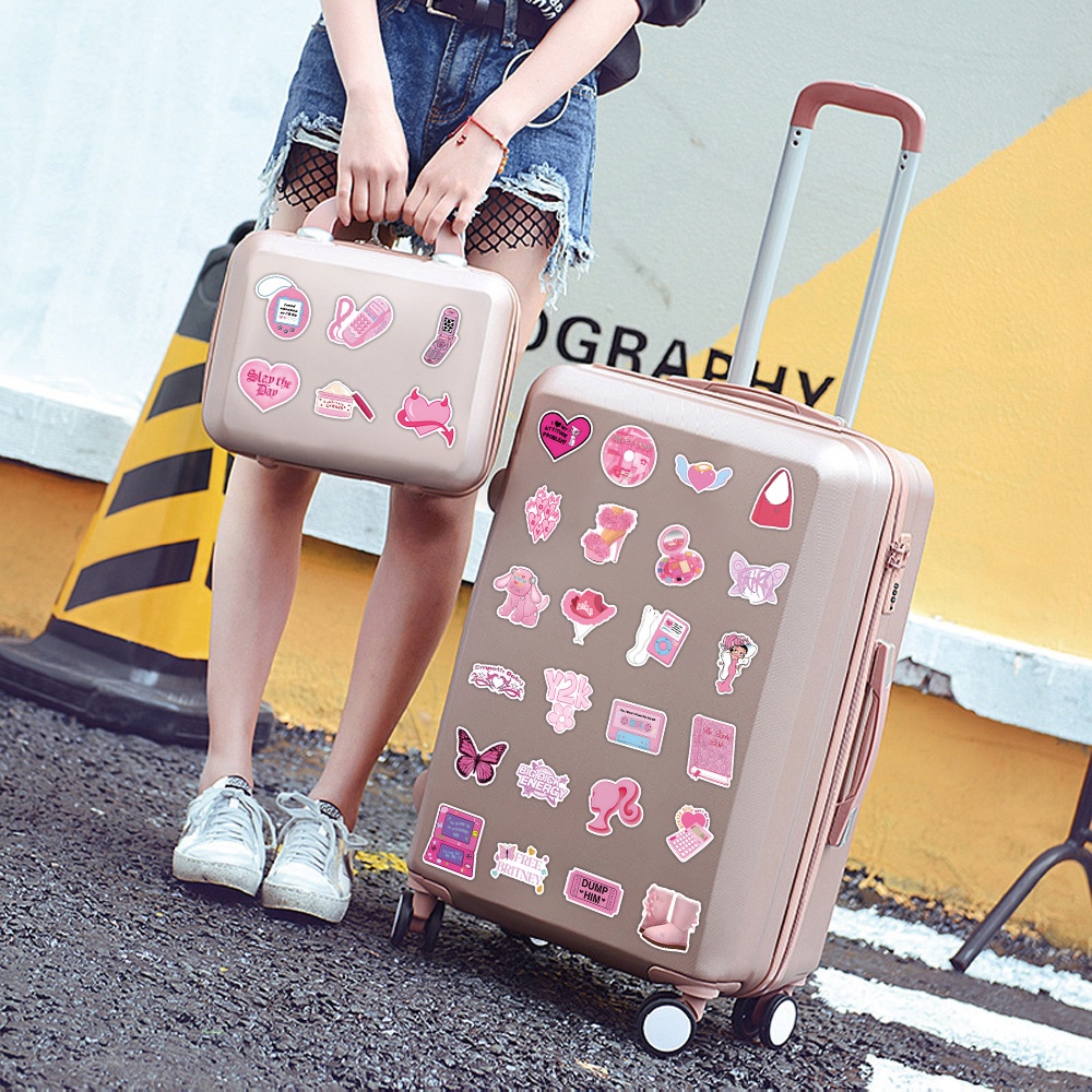 50 cái / bộ barbie style graffiti sticker pink girl vali máy tính cốc nước không thấm nước decal dán đồ chơi trang trí