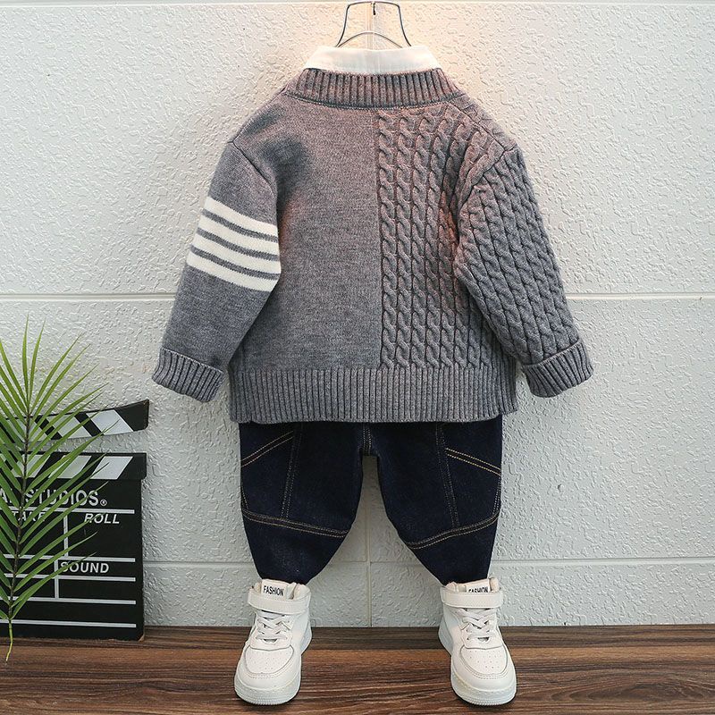 Áo Khoác Len Cardigan Cổ Chữ V Phong Cách Mùa Thu Mới Cho Bé Trai