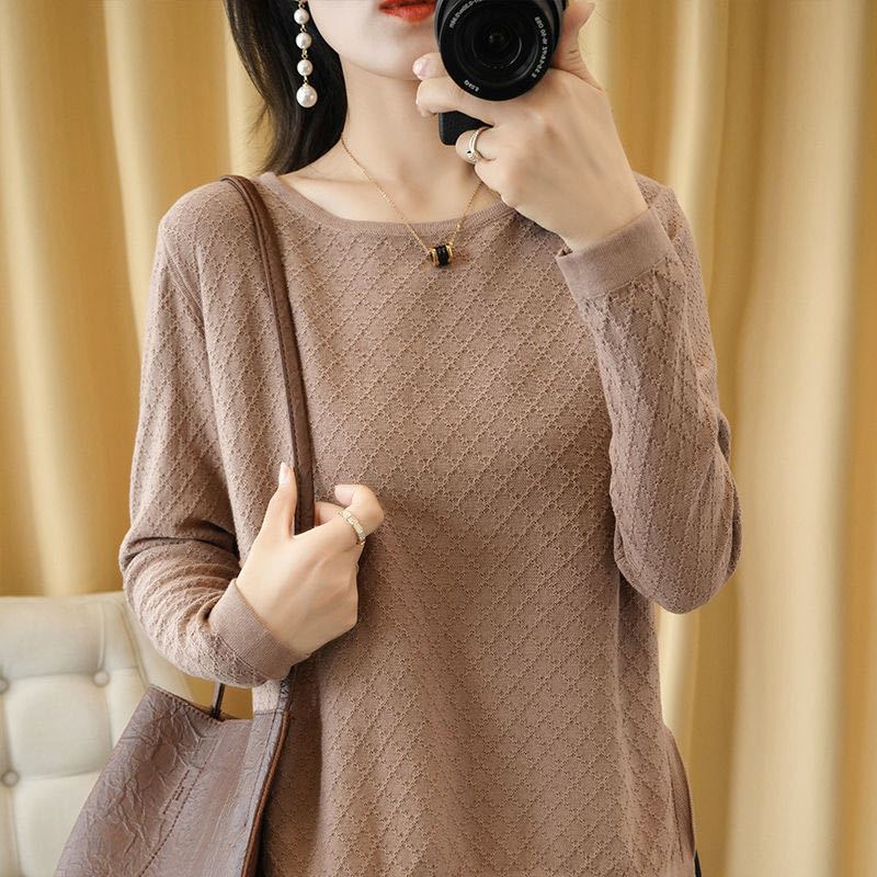 Phong Cách Mùa Thu / Phong Cách Mới / Áo Sweater Nữ / Áo Thun Tay Dài / Mỏng / Size Lớn / Áo Len Dài Tay