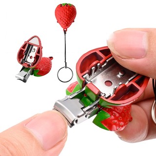 1pc strawberry nail clipper fruit-shaped foldable clippers for finger with keychain