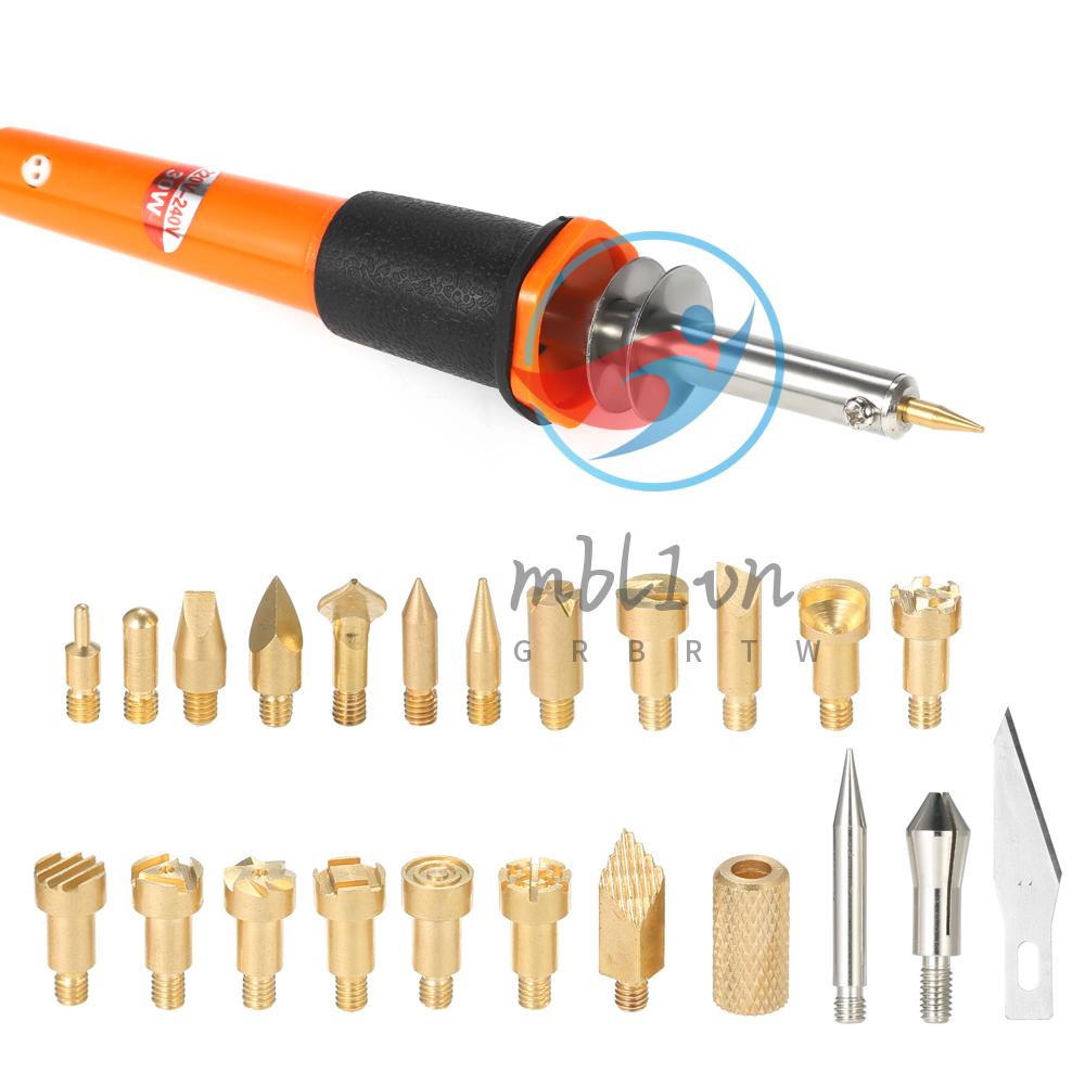 30w 24 cái bộ công cụ pyrography bằng gỗ bộ dụng cụ đốt gỗ mẹo đốt gỗ sở thích thủ công hàn bút sắt dụng cụ để đốt gỗ / khắc / chạm nổi với các loại mẹo hàn 220-240v