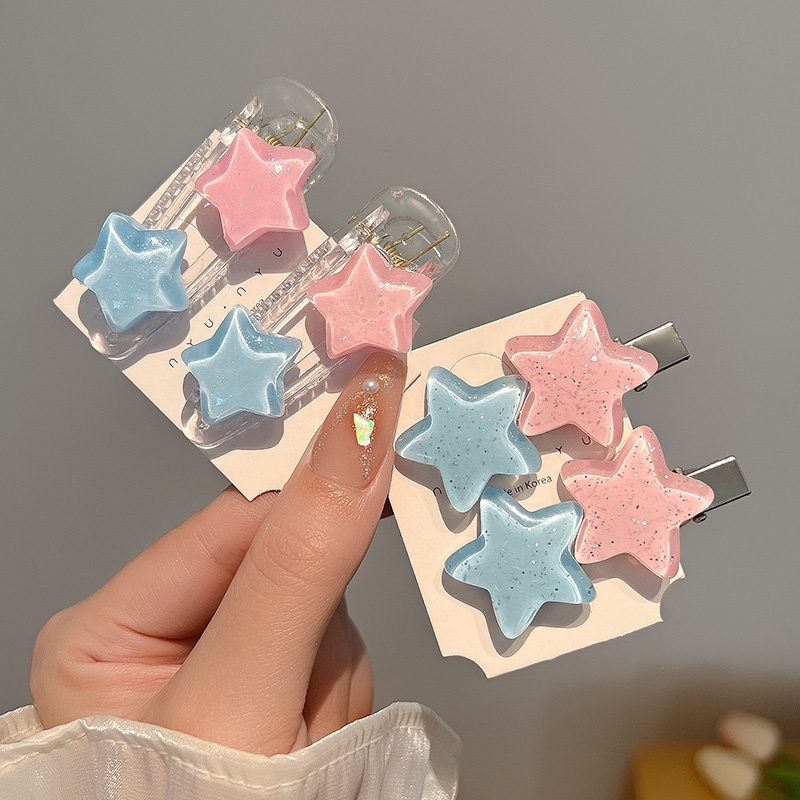 Kẹp tóc ngôi sao màu hồng xanh hàn quốc nữ kẹp tóc ngôi sao dễ thương