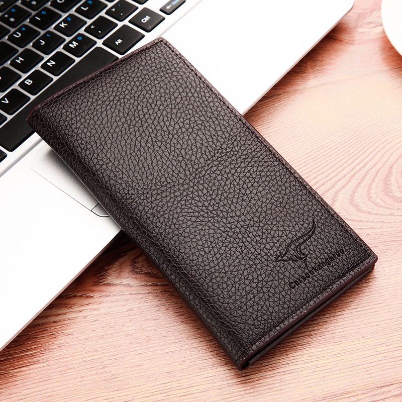 Elacent Ví Da Mềm Dáng Dài Thời Trang vintage Cho Nam