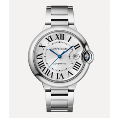Thời trang cổ điển, đồng hồ nam tự động bạc 42mm, dây thép tinh tế ballon bleu đồng hồ cơ tự động nam cao cấp sang trọng