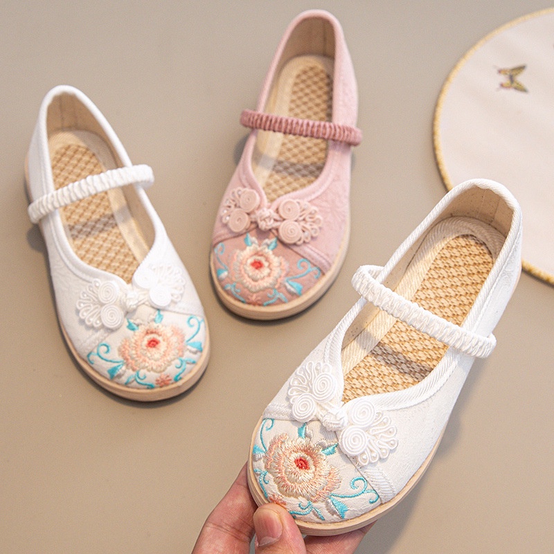 Giày vải hoa Hán Phục SANITKUN phong cách cổ đại dân tộc Trung Quốc công chúa nhỏ mang năm mới cho bé gái