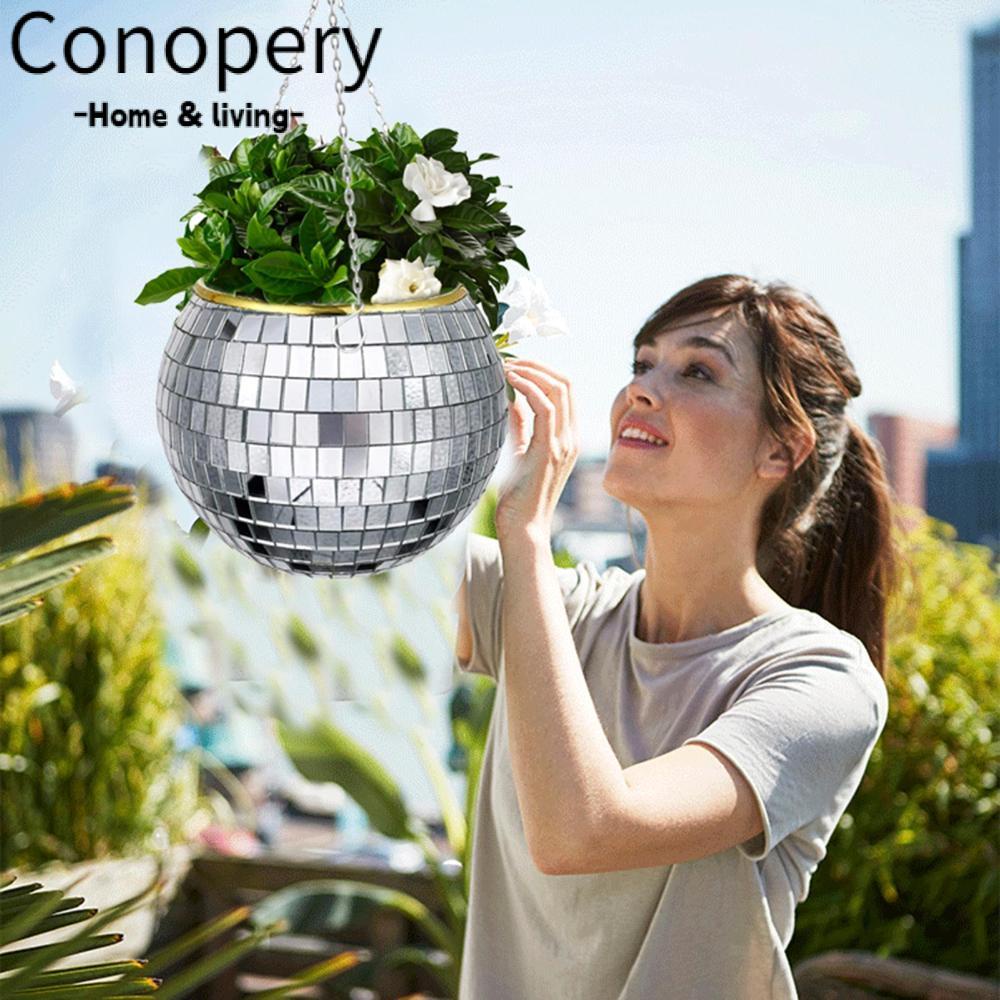 Conopery Disco ball planter chậu hoa trong nhà có treo dây macrame tròn