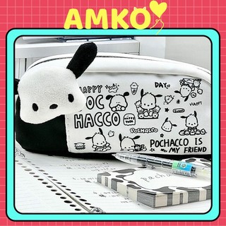 Hộp bút vải in hình pochacco siêu dễ thương, túi đựng bút tặng kèm huy hiệu gấu bông pochacco amko hbv55