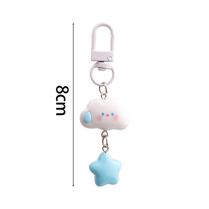 Chìa khóa phụ kiện kawaii ngọt ngào hàn quốc đám mây xanh pentagram dây yêu charm star keychain girls