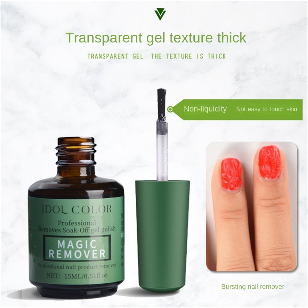 ♕ Idol Color Burst Magic Nail Remover Gel Polish Gel loại bỏ nhanh chóng Không gây kích ứng Không gây hư hại Ngâm keo móng nghệ thuật cho tiệm nail 15ml NỘI THẤT