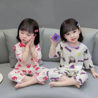 Bộ đồ ngủ bằng lụa mát thời trang mùa hè dành cho bé gái