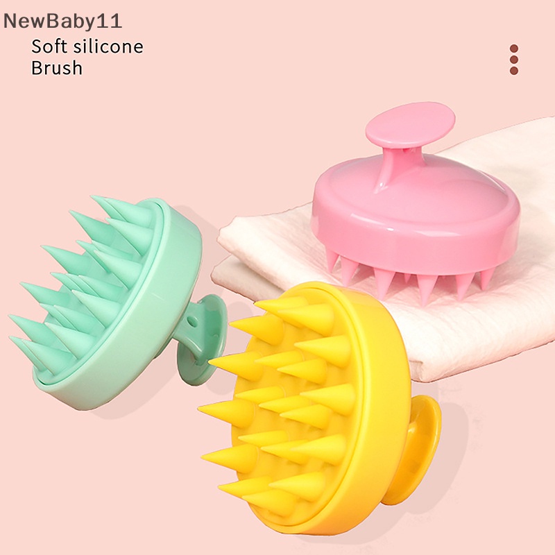Newbaby lược massage silicon bằng nhựa làm sạch da đầu triệt để massage da đầu tạo bọt dễ dàng bàn chải massage đầu bàn chải gội đầu bàn chải tắm.