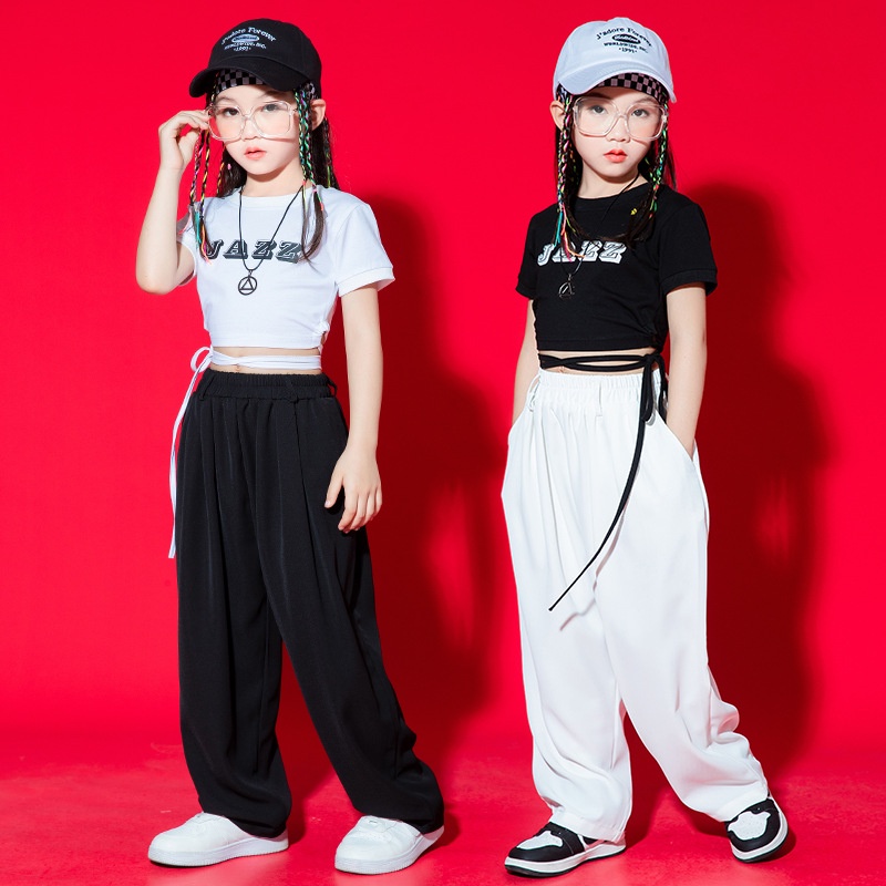 Set Áo Croptop + Quần Dài Phong Cách hip hop Thời Trang Mùa Hè Cho Bé Gái