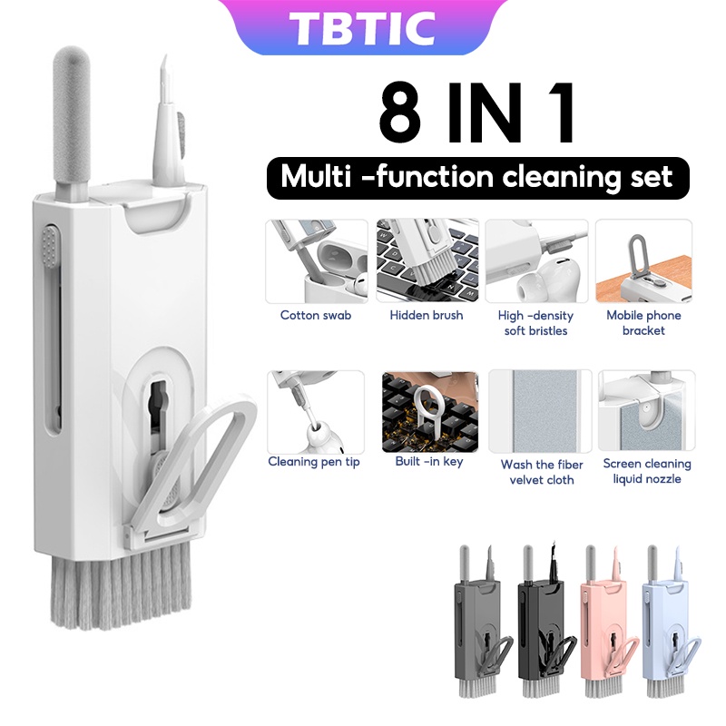 Tbtic 8-in-1 cleaning kit bàn phím máy tính bàn chải làm sạch tai nghe bút làm sạch cho tai nghe dụng cụ làm sạch điện thoại