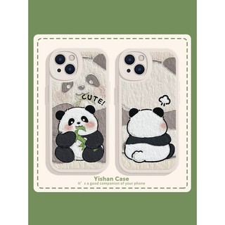 Vỏ điện thoại gấu trúc sơn dầu có thể được sử dụng cho iphone11 12 13 14 pro max chống rơi iphone x xr xs max se màu trắng iphone7 plus 8 plus vỏ mềm
