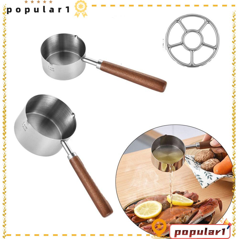 Nồi sữa phổ biến, có tay cầm bằng gỗ chảo dầu đa năng, dụng cụ chiên bền chảo nước sốt nhỏ bằng thép không gỉ nồi nấu ăn gia đình