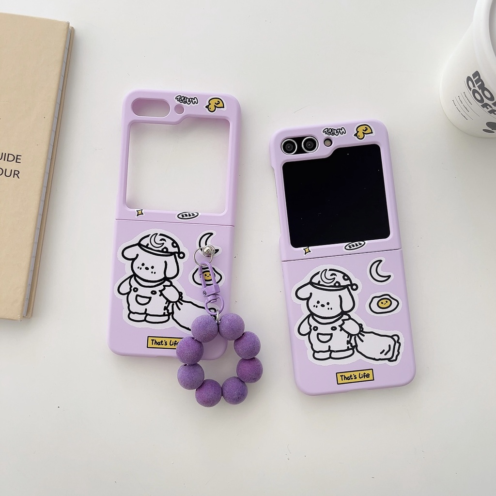 Samsung galaxy z flip 5 5g thời trang da cảm giác dễ thương phim hoạt hình chú chó bông barbie samsung z flip 5 pc case cứng chống sốc điện thoại sáng tạo vỏ