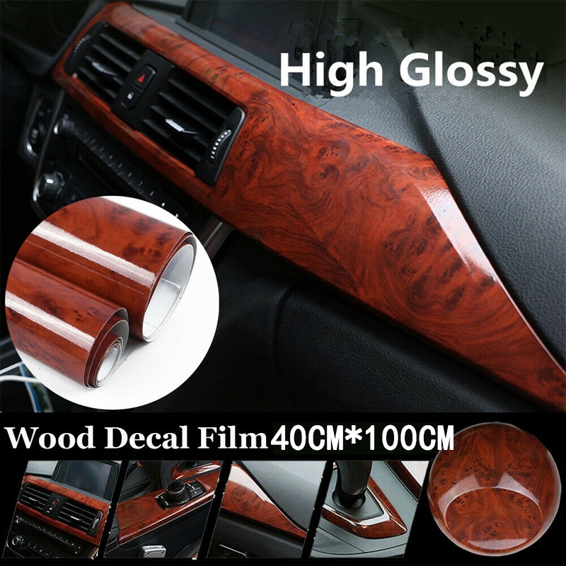 Miếng Dán decal Chống Thấm Nước Họa Tiết Vân Gỗ Trang Trí Xe Hơi 40x100cm