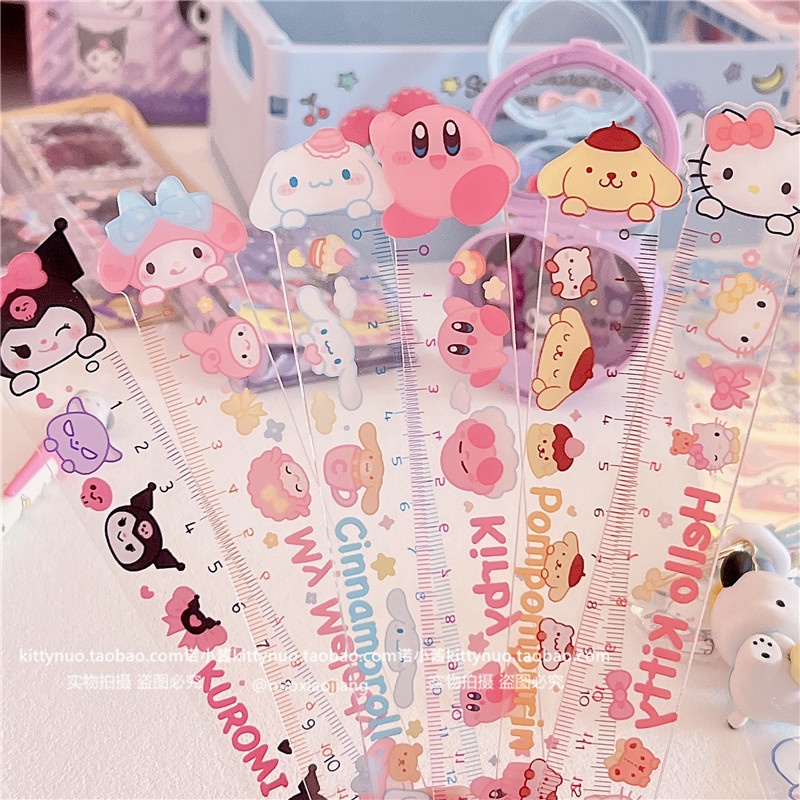 Sanrio Thước 15Cm Kawaii Dễ Thương Thước My Melody Kuromi Cinnamoroll Hellokitty Acrylic Trong Suốt Thước Sinh Viên Văn Phòng Phẩm -top3C01
