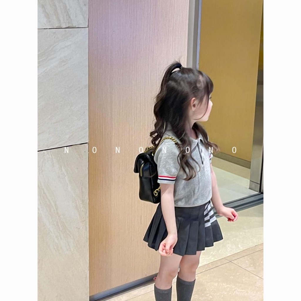 Set Áo Thun polo Ngắn Tay Và Chân Váy Xếp Ly Phong Cách Preppy Nhật Bản Mới