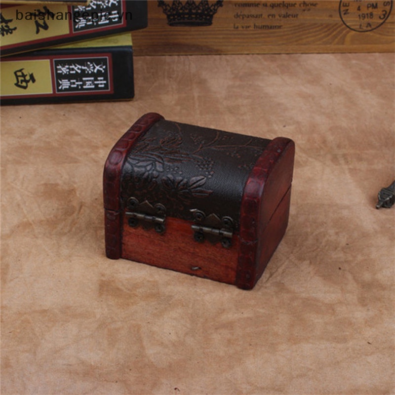 Bevn hot vintage treasure rương đồ trang sức bằng gỗ hộp lưu trữ hộp đựng nhẫn tổ chức bevn
