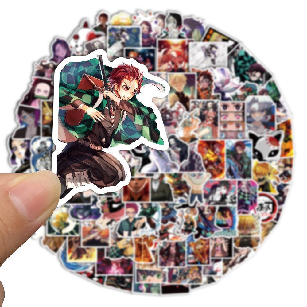 100 cái anime demon slayer: kimetsu no yaiba the movie: mugen train stickers cho mũ bảo hiểm xe đạp tài khoản tay bút chì hộp đề can lanlanstickersworld