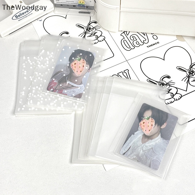 Thewoodgay 50 cái / gói trong suốt star self-adhesive opp bag kpop idol photo cards túi lưu trữ bảo vệ photocard card sleeves en