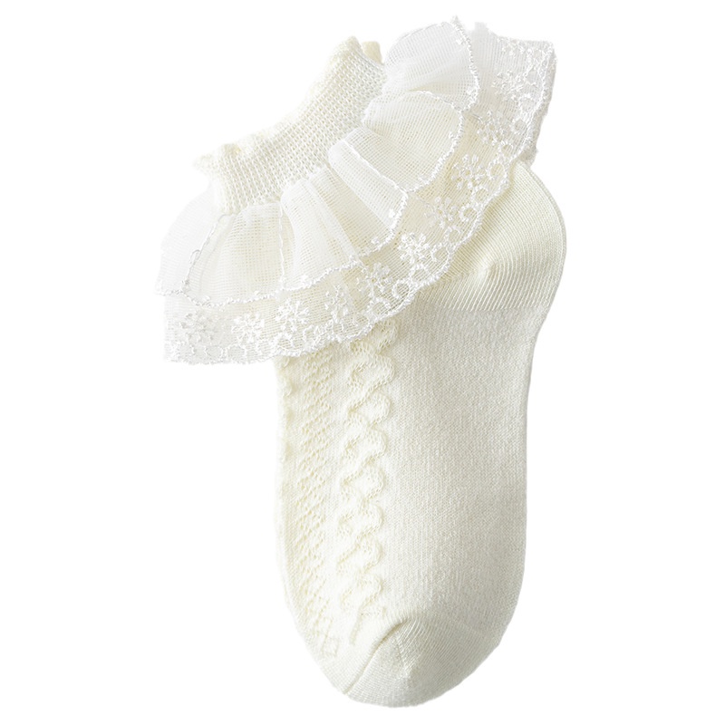 Vớ cotton Cổ Thấp Phối Ren Thời Trang Xuân Thu Cho Bé Gái