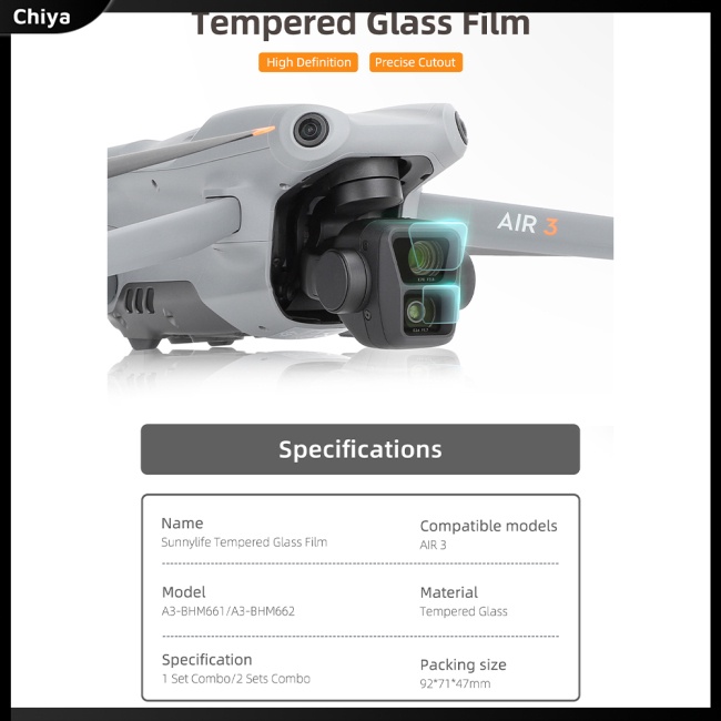 Kính cường lực bảo vệ màn hình ống kính cody chống xước ống kính cường lực phim bảo vệ máy ảnh phụ kiện phim tương thích cho air 3