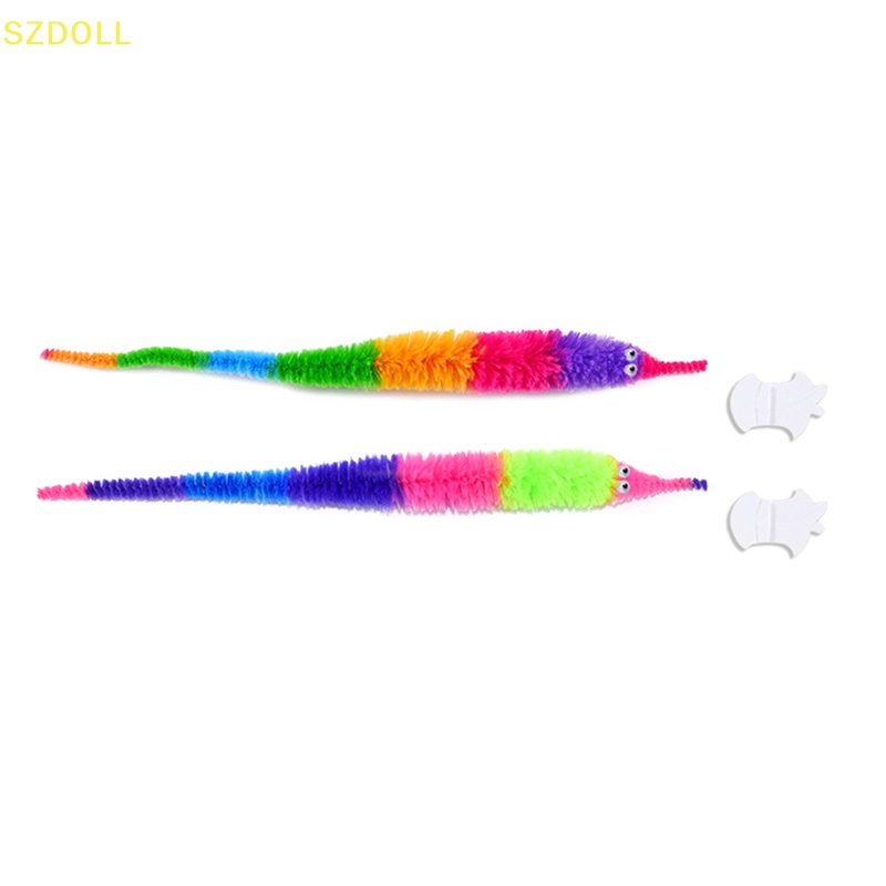 Magic worm prop fuzzy wiggly worm twisty toy caterpillar on a string cat wand trick toy carnival party gift for kids dom