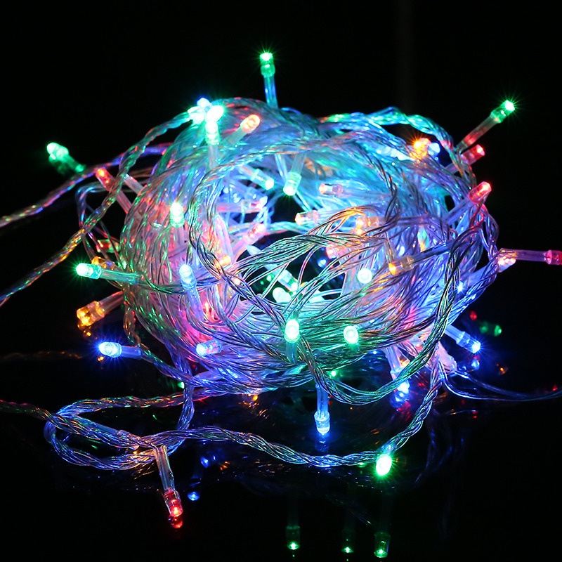 Hạt đèn màu mới 8m đèn dây led diwali cắm vào trang trí ánh sáng fariy cho giáng sinh đèn quà tặng năm mới deepavali