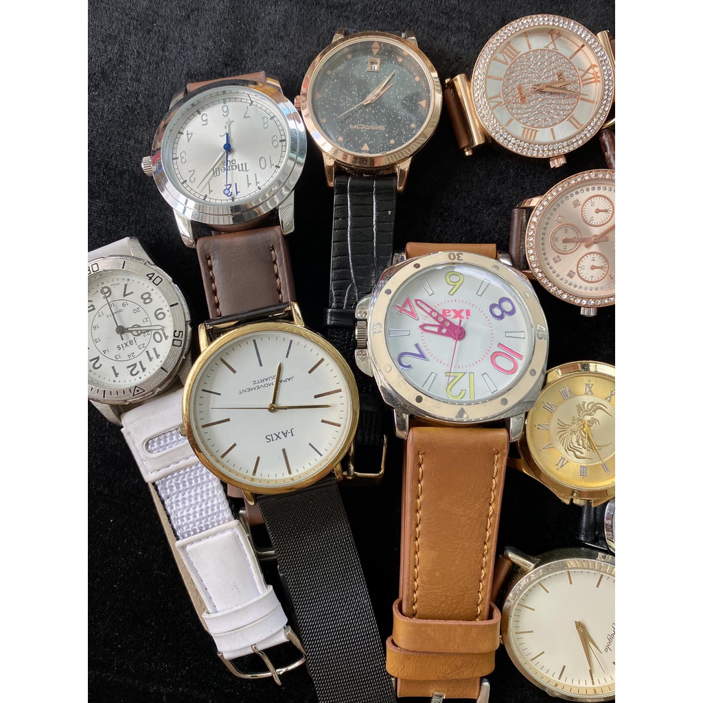 Đồng hồ nam nữ, unisex size kính kèm theo tên sản phẩm phối dây da mới đẹp hàng bãi Nhật 2hand, vintage