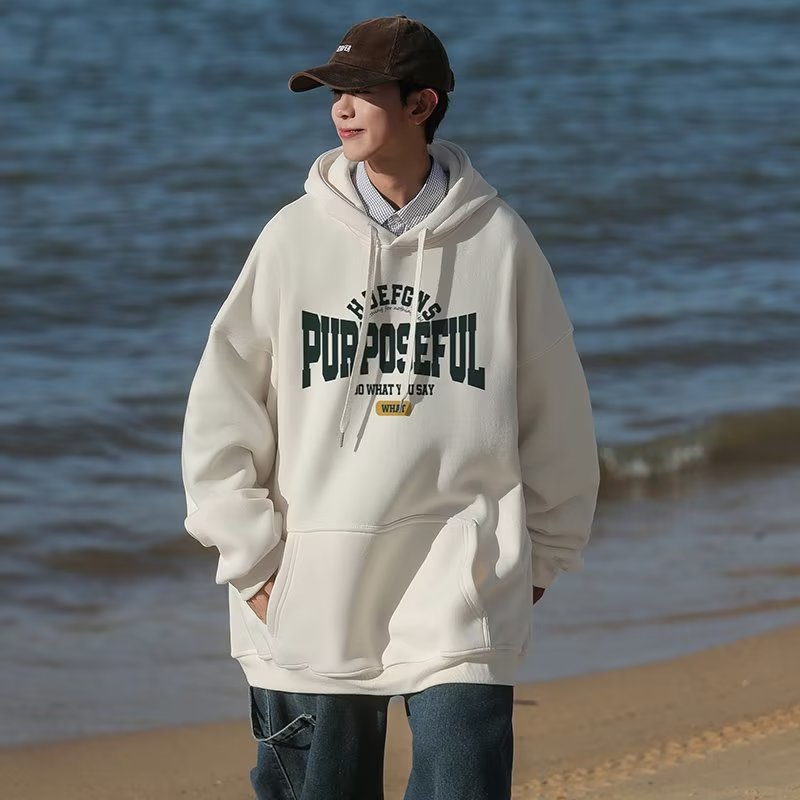 Áo khoác nam xu hướng đường phố chàng trai đơn giản in chữ hoodie nam quá khổ đơn giản lỏng lẻo hip hop áo chui đầu cặp đôi áo len dài tay có mũ trùm đầu nam