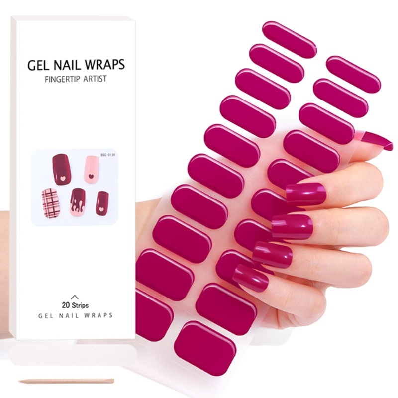 Pepa 20 cái keo dán đầy đủ bọc gel nail art sticker không thấm nước gel nail wrap semi cured gel strips nail decals