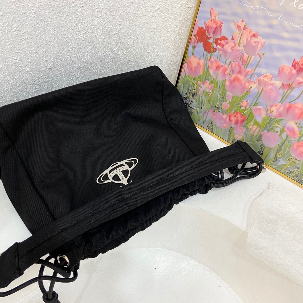 Vivienne westwood mới hợp thời trang túi đeo vai di động dung tích lớn all-match túi dây rút vải túi messenger
