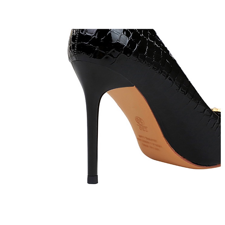 Bigtree Giày Cao Gót 9.5cm Mũi Nhọn Đính Đá Kim Loại Thời Trang Công Sở Cho Nữ