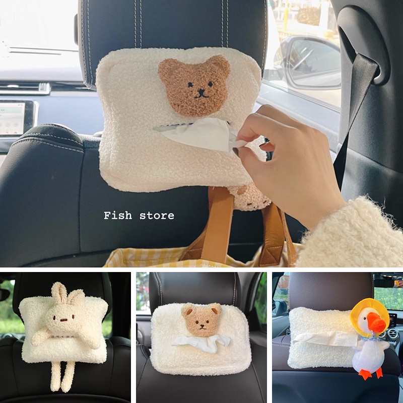 Hộp Đựng Khăn Giấy Đa Năng Họa Tiết Hoạt Hình Gắn Tấm Che Nắng Xe Hơi