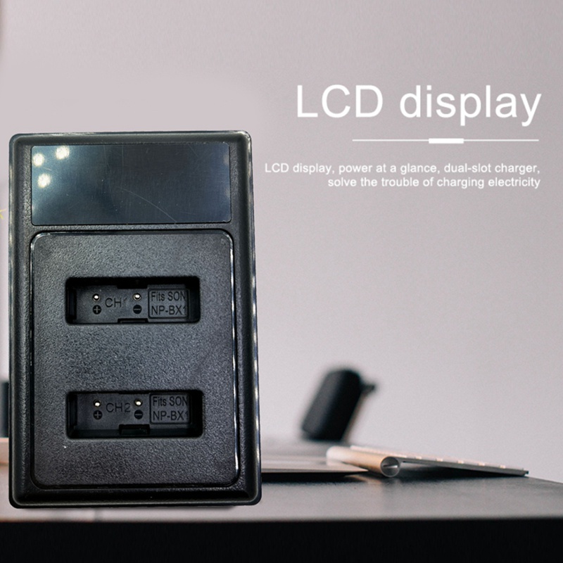 Bộ Sạc Pin USB Kép NP-BX1 LCD Cổng Type-C Cho Máy Ảnh Sony Camera H400 HX300 RX10 HX50 HX300