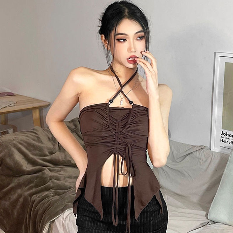 Yeya Áo Dây Chéo Hở Rốn Dạng Treo Cổ Cho Nữ