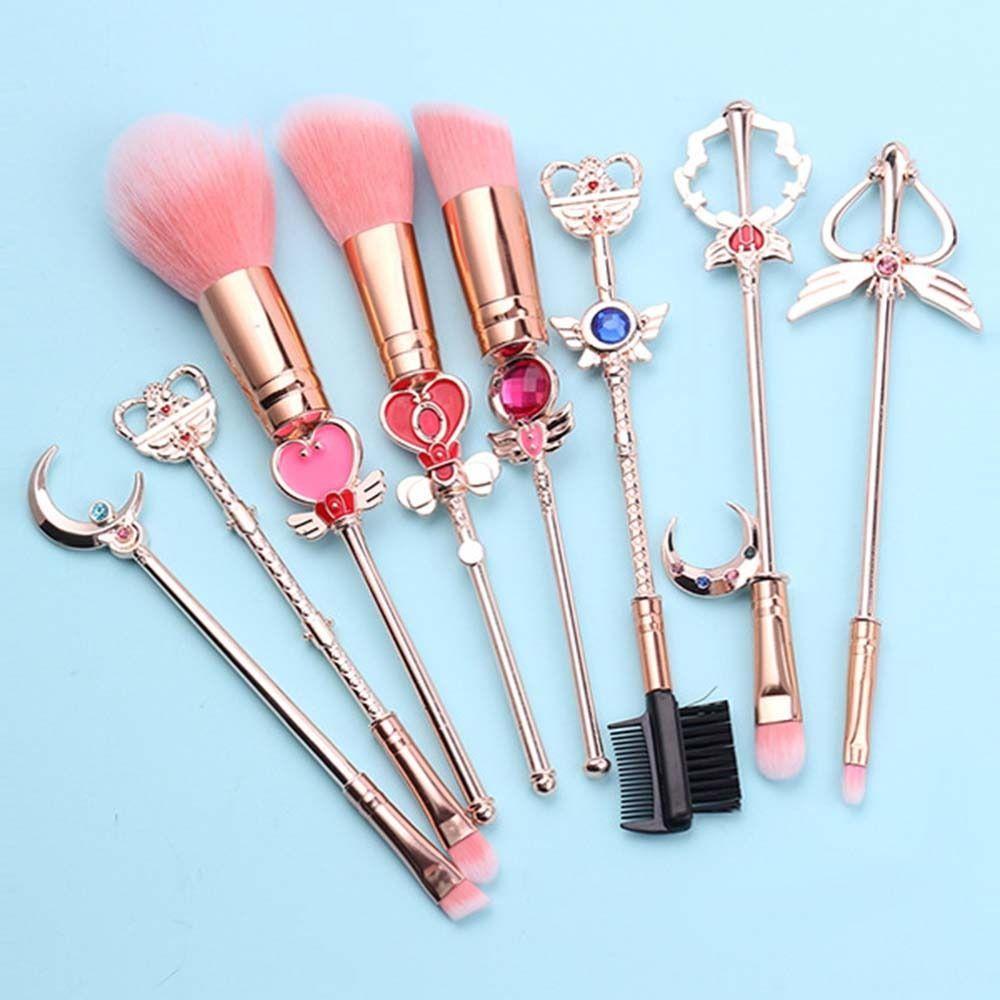 Bộ Cọ Trang Điểm Kirby Hình Đuôi Cá Hoạt Hình Bắt Sáng / Kẻ Mắt / Kem Nền Kèm Túi Đựng