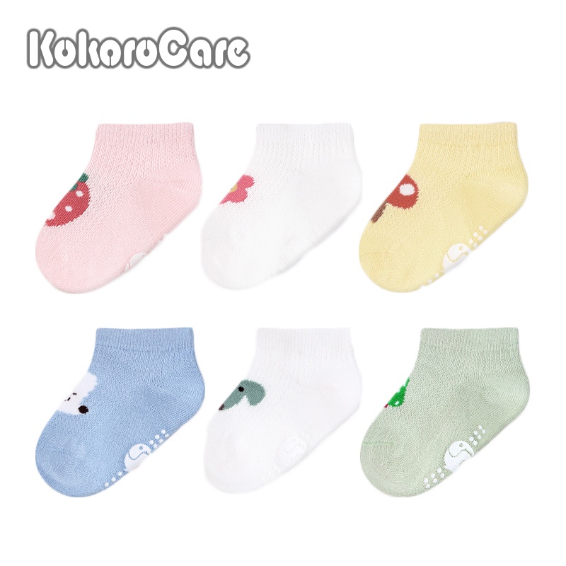 Set 3 Đôi Tất Cotton Chống Trượt In Hình Nấm Dễ Thương Cho Bé MSW-105 XS / S 0-3 Tuổi