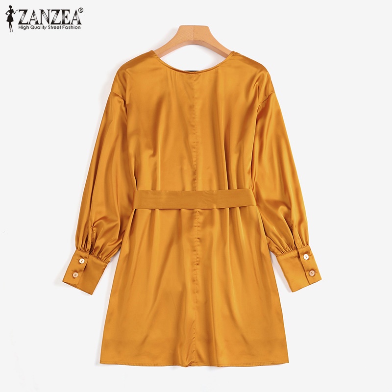 Zanzea Áo Kiểu Tay Phồng 3 / 4 Cổ Tròn Phong Cách Hàn Quốc Dành Cho Nữ